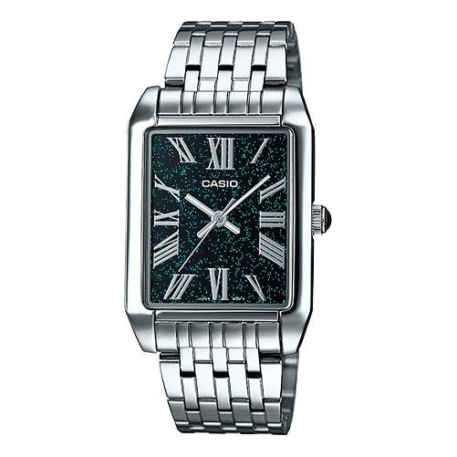 Men's CASIO Waterproof Quartz Black Dial 30mm Stainless Steel Strap Watch Mens Silver Analog MTP-TW101D-1AVDF