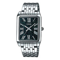 Men's CASIO Waterproof Quartz Black Dial 30mm Stainless Steel Strap Watch Mens Silver Analog MTP-TW101D-1AVDF