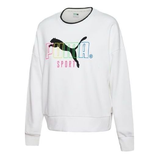 (WMNS) PUMA Long Sleeve Sweater 'White Black' 598128-02