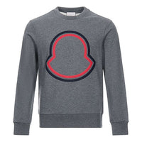 Moncler Large Logo Embroidered Cotton Crewneck Long Sleeve Sweatshirt For Men Grey F20918G7621080985-940