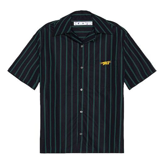 Off-White Mens FW20 Holiday Cuban Collar Short Sleeve Stripe Shirt OMGA130E20FAB0014557