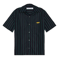 Off-White Mens FW20 Holiday Cuban Collar Short Sleeve Stripe Shirt OMGA130E20FAB0014557