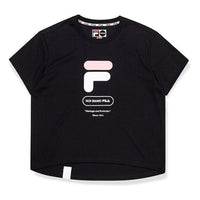 (WMNS) FILA FUSION Alphabet Logo Short Sleeve Black T11W031103F-BK