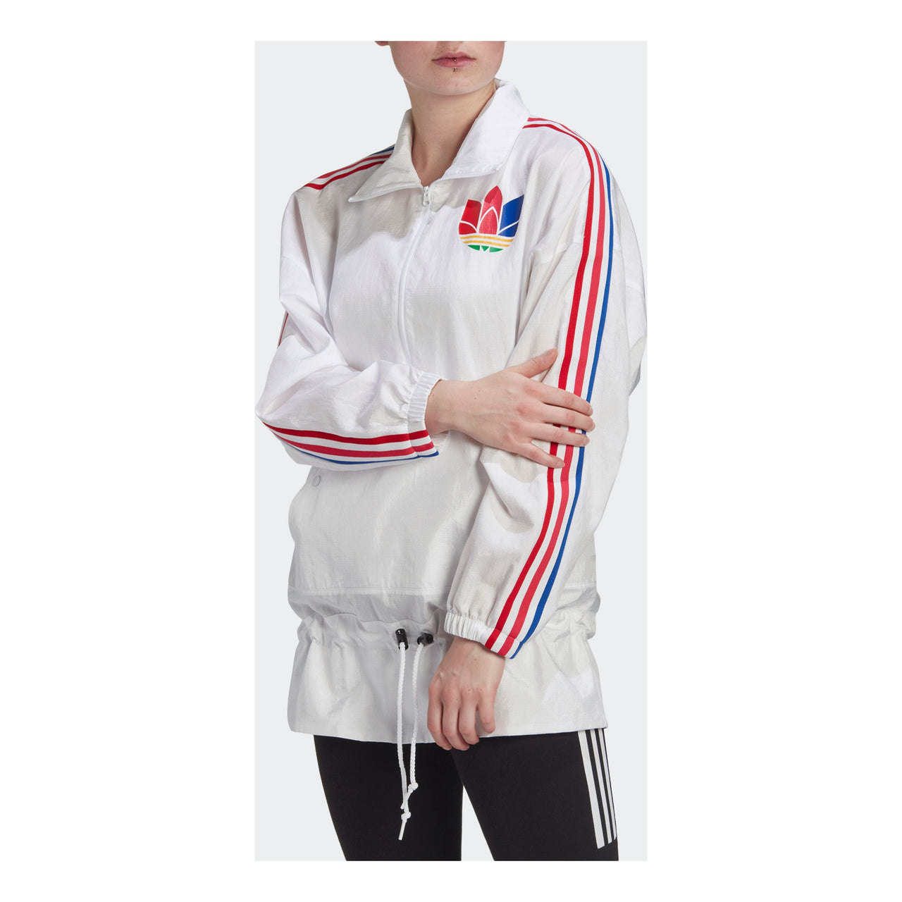(WMNS) adidas originals Stand Collar Casual Sports Windbreaker Jacket White GJ6570