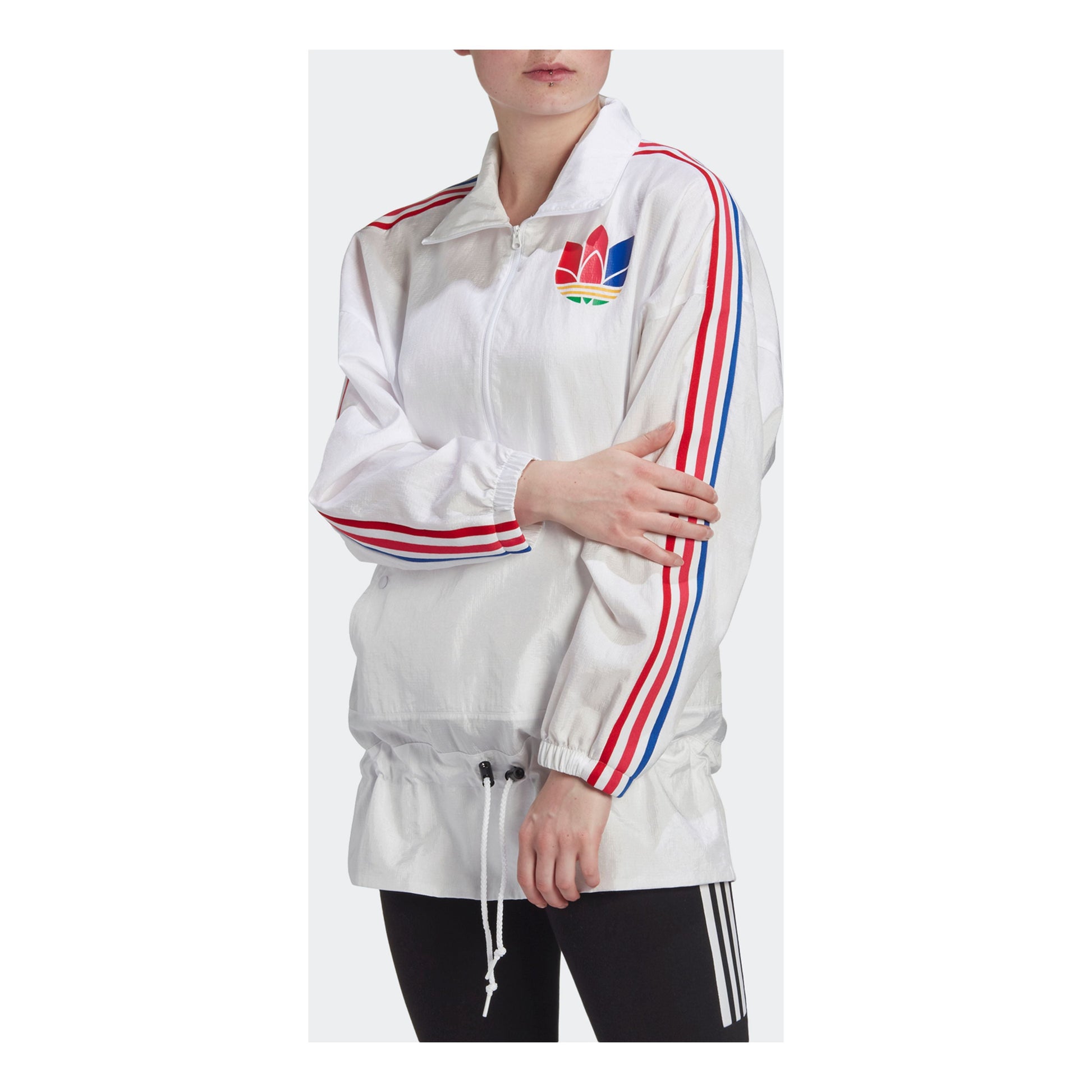(WMNS) adidas originals Stand Collar Casual Sports Windbreaker Jacket White GJ6570