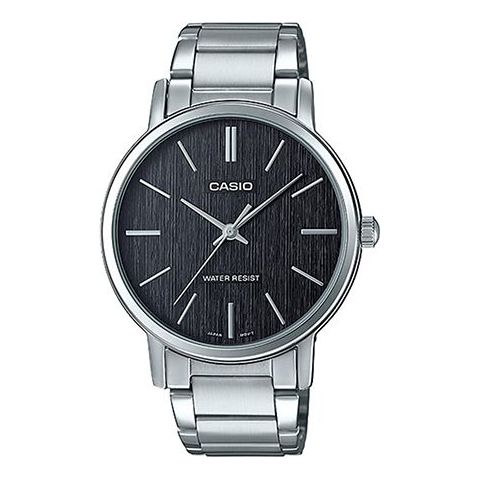 Men's CASIO Quartz Watch Stainless Steel Strap Black Dial Waterproof Analog Mens MTP-E145D-1A