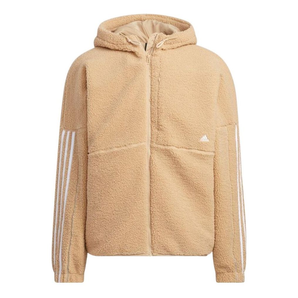 adidas Stripe  Hooded Casual Jacket Unisex Khaki HP1375