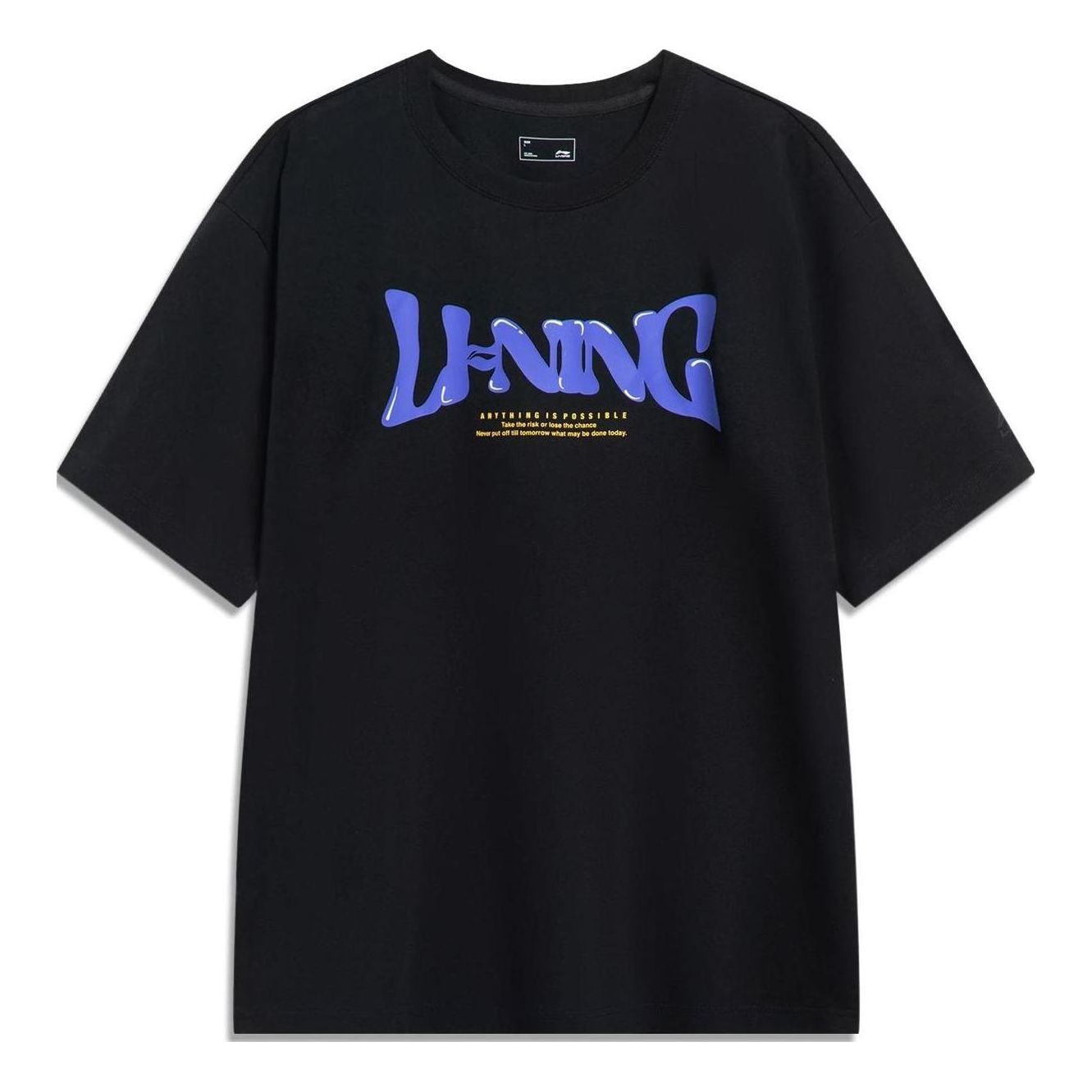 Li-Ning Anything Is Possible Logo T-shirt 'Black Blue' AHST761-1