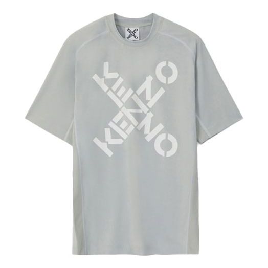 Men's KENZO SS21 Logo Sports Slim Fit Short Sleeve Gray T-Shirt FB55TS0234JS-93