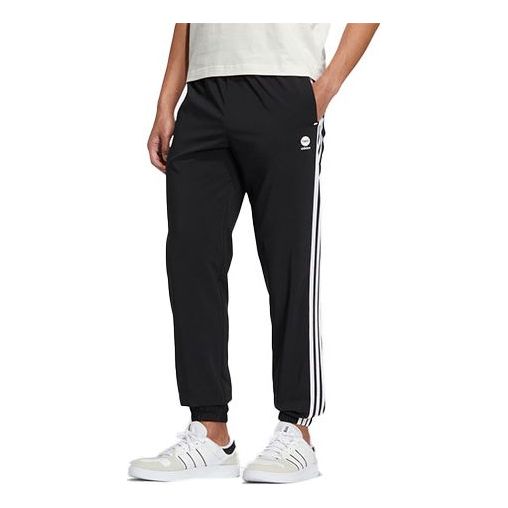 Men's adidas neo Casual Woven Bundle Feet Contrasting Colors Stripe Sports Pants/Trousers/Joggers Black HS6839