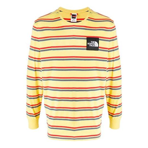 Men's THE NORTH FACE Stripe Printing Long Sleeves Tops Yellow NF0A4C9I