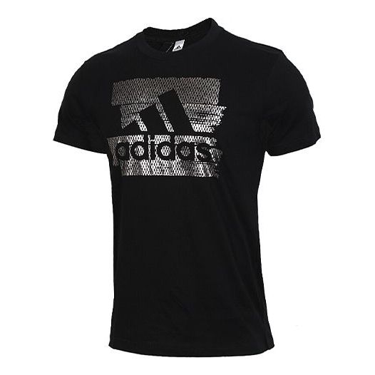 adidas Training Sports Logo Round Neck Short Sleeve Black DV3080
