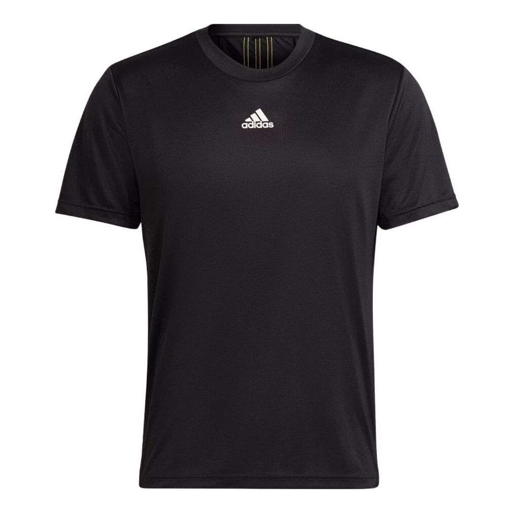 Men's adidas Back Training Round Neck Short Sleeve Black T-Shirt HN8506