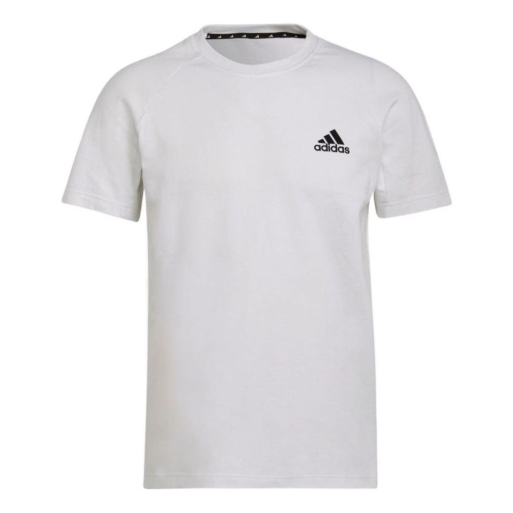 Men's adidas Logo Printing Round Neck Short Sleeve Japanese Version White T-Shirt HE2241