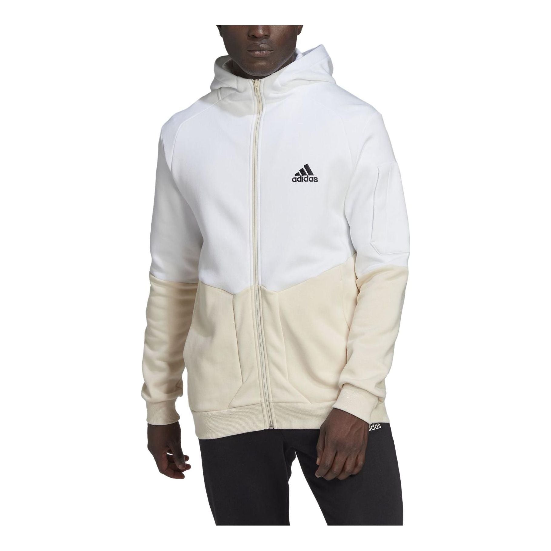 adidas Essentials For Gameday Fleece Full-Zip Hooded Jacket 'White' HL6911