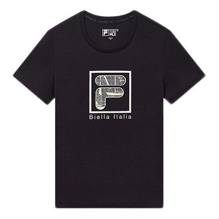 (WMNS) FILA Logo Alphabet Printing Round Neck Short Sleeve Blue F11W928121F-NV