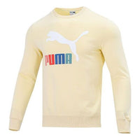 PUMA Classics Logo Interest Crew TR Multi-Color Brand Logo Round Neck Pullover Beige 535287-41