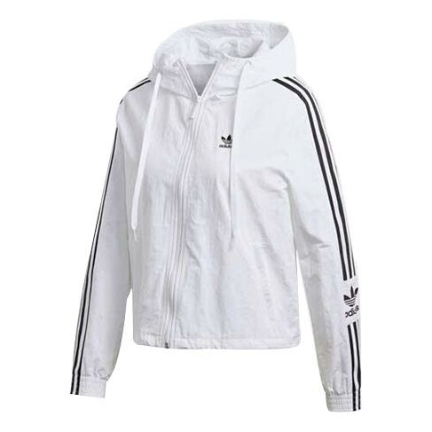(WMNS) adidas originals Stripe Printing Sports Hooded Jacket White FU1730