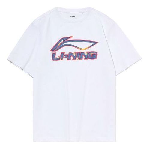 Li-Ning Logo Alphabet Contrasting Colors Casual Tee 'White' AHSP495-11