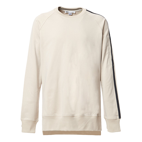 Men's Y-3 Basic Side Stripe Casual Pullover Creamy White FJ0389