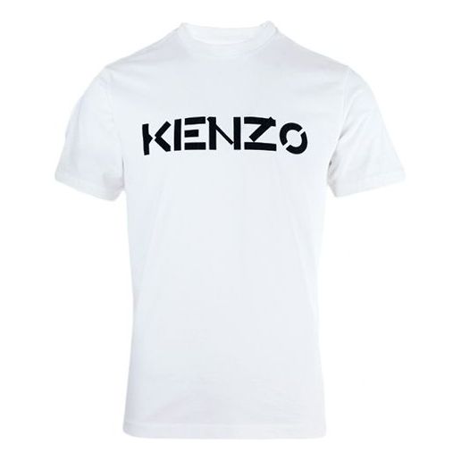 Men's KENZO SS21 Classic Logo Printing Short Sleeve White T-Shirt 5TS0004SJ-01B