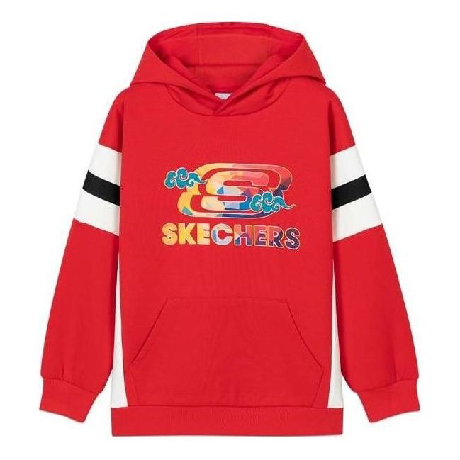 (GS) Skechers CNY Series Logo Printed Hoodie 'Red Black' L121B017