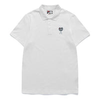 Men's FILA FUSION Embroidered Logo Solid Color Sports Short Sleeve Polo Shirt White T61M021112A-WT