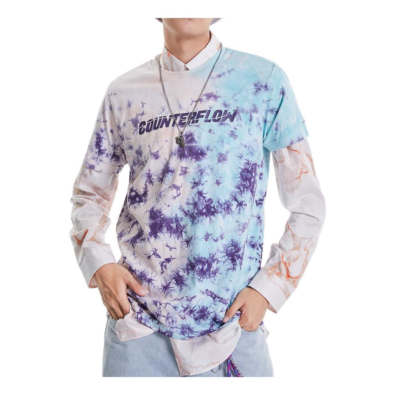 Li-Ning CF Series X Crossover Short Sleeve Blue Purple Tie Dye AHSQ316-2