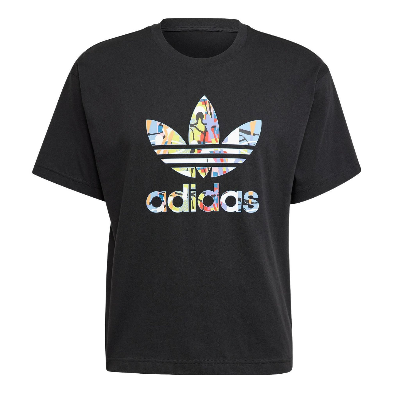 (WMNS) adidas originals Love Unites Tre Casual Breathable Fabric Multi-Color Logo Sport Short Sleeve Black HE2520