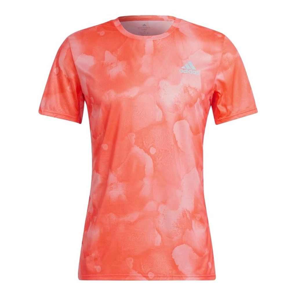 Men's adidas Tie Dye Printing Reflective Strip Pullover Short Sleeve Japanese Version Red T-Shirt H58569