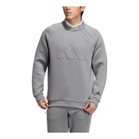 Men's adidas Bos Spcr Sweat Solid Color Large Logo Embroidered Pullover Round Neck Half Zipper Long Sleeves Gray HG8302