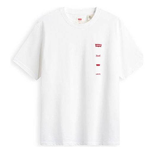 Men's Levis Minimalistic Pure Cotton Round Neck Short Sleeve White A2799-0010