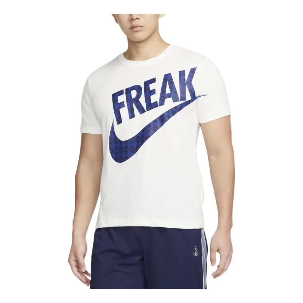 Men's Nike Large Logo Printing Casual Round Neck Pullover Short Sleeve White T-Shirt DR7646-133