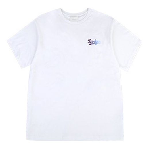 MLB Los Angeles Dodgers Colorful Logo Printing Round Neck Short Sleeve Unisex White 31TSLB931-07U