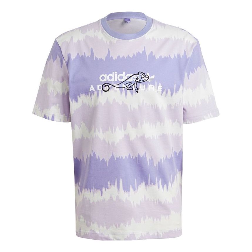 adidas originals Adv Aop T Shirt Printing Sports Round Neck Short Sleeve Purple GN2354
