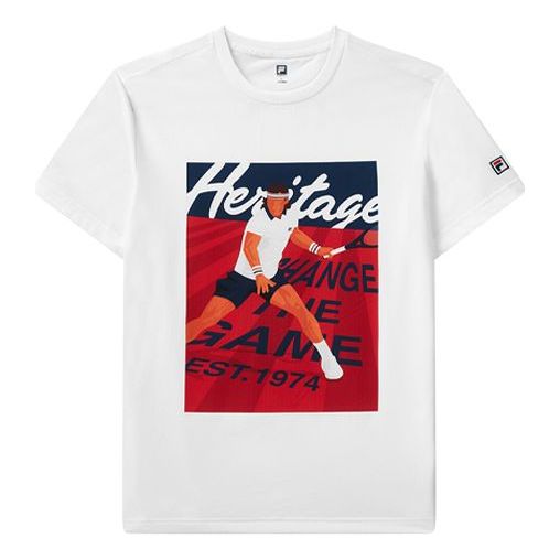 FILA MENS Athletics Tennis Printed Short Sleeve White A11M123112F-WT