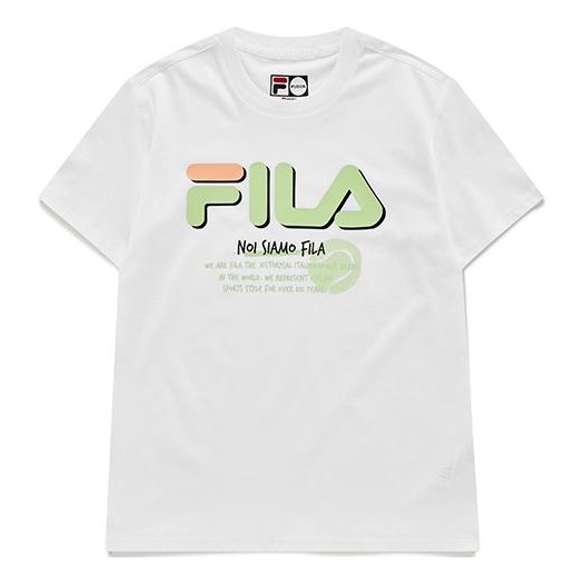FILA FUSION Logo Printing Sports Knit Short Sleeve White T11W131109F-WT