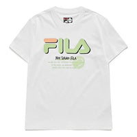 FILA FUSION Logo Printing Sports Knit Short Sleeve White T11W131109F-WT