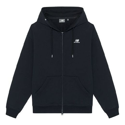 New Balance Logo Embroidered Sports Hooded Zipper Black MDA3E013-BK