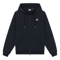 New Balance Logo Embroidered Sports Hooded Zipper Black MDA3E013-BK