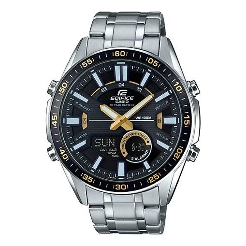 CASIO EDIFICE Stainless Steel Strap Mens BlackSilver Analog/Digital Combo EFV-C100D-1BV