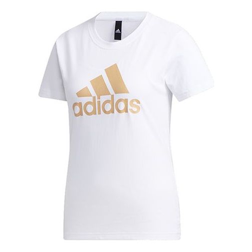 (WMNS) adidas Large Shiny Logo Short Sleeve White GK8720