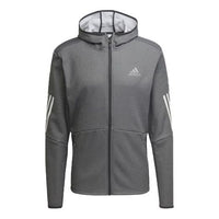 Men's adidas Hooded Stripe Zipper Jacket Gray HC3061