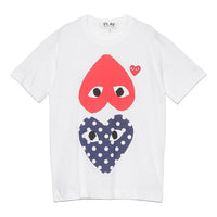 COMME des GARCONS PLAY Upside Down Polka Dot Tee 'White Red Navy' AZ-T240-051-1