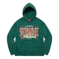 Supreme Rhinestone Hooded Sweatshirt 'Green White Beige' SUP-FW21-253