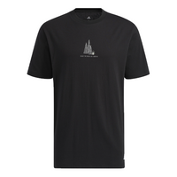 Men's adidas Camping Graphic Short Sleeve Tee Pattern Round Neck Black T-Shirt HI3037