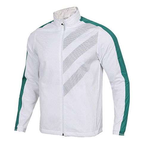 adidas neo Colorblock Breathable Athleisure Casual Sports Stand Collar Jacket White DW8117