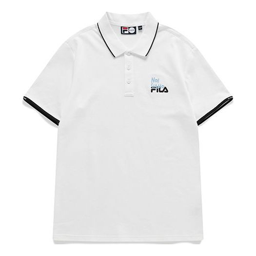 Men's FILA FUSION Logo Printing Embroidered Alphabet Short Sleeve Polo Shirt White T11M131109F-WT