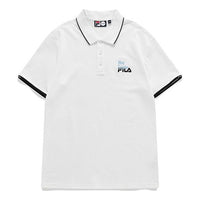 Men's FILA FUSION Logo Printing Embroidered Alphabet Short Sleeve Polo Shirt White T11M131109F-WT