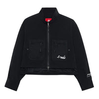 Li-Ning Stylish Printing Stand Collar Loose Jacket Black AJDS098-3